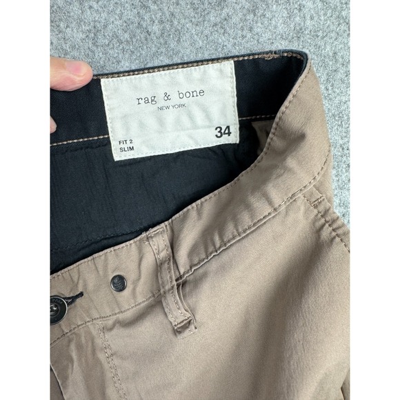 Rag & Bone Pants Men's 34 (Fits 34 x 31) Brown Fit 2 Slim Nylon Blend - Picture 5 of 11